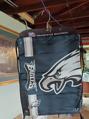 NFL Philadelphia Eagles Black and White Drawstring Backpack